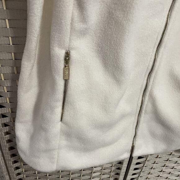 Bob Mackie Zip Front Fleece Coat Size 2X Ivory Gold Zipper Accents Pockets NEW - Picture 4 of 12